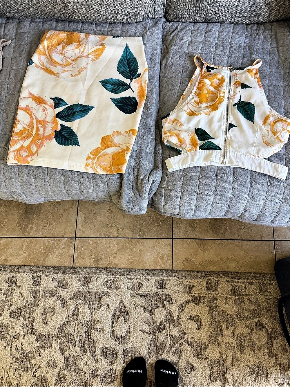 Missguided Floral Bikini Set in Cream & Orange